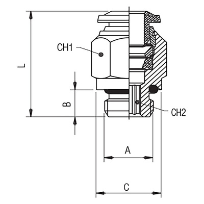 RS PRO Push-in Fitting, G 1/2 Male to Push In 14 mm, Threaded-to-Tube Connection Style