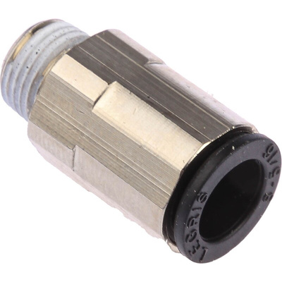 Legris LF3000 Series Straight Threaded Adaptor, R 1/8 Male to Push In 8 mm, Threaded-to-Tube Connection Style