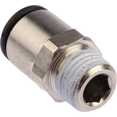 Legris LF3000 Series Straight Threaded Adaptor, R 1/4 Male to Push In 10 mm, Threaded-to-Tube Connection Style