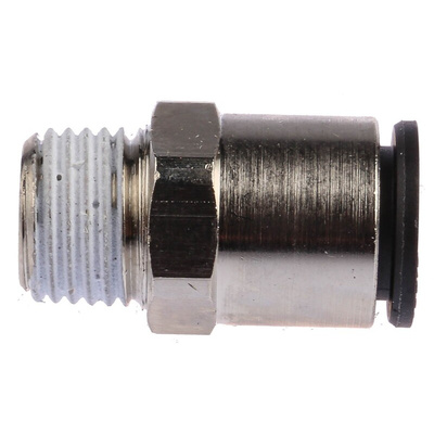 Legris LF3000 Series Straight Threaded Adaptor, R 1/4 Male to Push In 10 mm, Threaded-to-Tube Connection Style