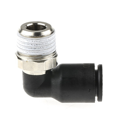 Legris LF3000 Series Elbow Threaded Adaptor, R 1/4 Male to Push In 8 mm, Threaded-to-Tube Connection Style