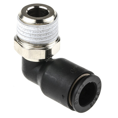 Legris LF3000 Series Elbow Threaded Adaptor, R 1/4 Male to Push In 8 mm, Threaded-to-Tube Connection Style