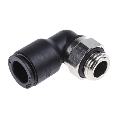 Legris LF3000 Series Elbow Threaded Adaptor, G 1/4 Male to Push In 10 mm, Threaded-to-Tube Connection Style