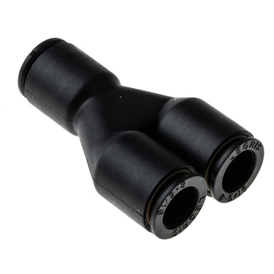 Legris LF3000 Series Y Tube-to-Tube Adaptor, Push In 8 mm to Push In 8 mm, Tube-to-Tube Connection Style