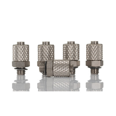 SMC M Series Straight Threaded Adaptor, M5 Male to Push In 6 mm, Threaded-to-Tube Connection Style