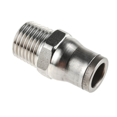 Legris LF3800 Series Straight Threaded Adaptor, R 1/4 Male to Push In 8 mm, Threaded-to-Tube Connection Style