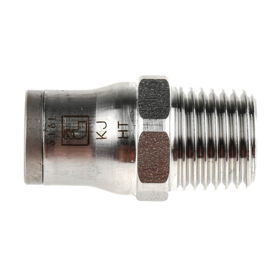 Legris LF3800 Series Straight Threaded Adaptor, R 1/4 Male to Push In 8 mm, Threaded-to-Tube Connection Style
