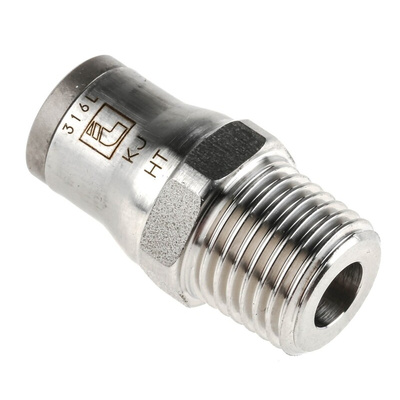 Legris LF3800 Series Straight Threaded Adaptor, R 1/4 Male to Push In 8 mm, Threaded-to-Tube Connection Style