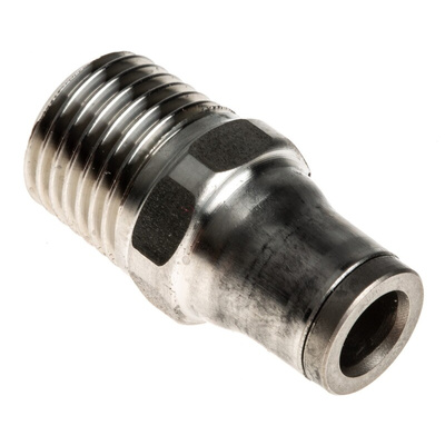 Legris LF3800 Series Straight Threaded Adaptor, R 1/4 Male to Push In 6 mm, Threaded-to-Tube Connection Style