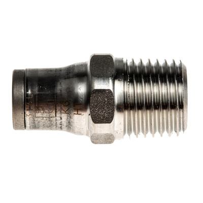 Legris LF3800 Series Straight Threaded Adaptor, R 1/4 Male to Push In 6 mm, Threaded-to-Tube Connection Style