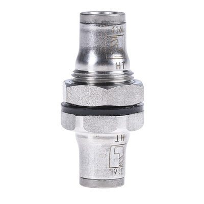 Legris LF3800 Series Bulkhead Tube-to-Tube Adaptor, Push In 6 mm to Push In 6 mm, Tube-to-Tube Connection Style