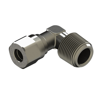 RS PRO 69280 Series Elbow Fitting, BSP 1/4 BSP Male to Push In 6 mm, Threaded-to-Tube Connection Style