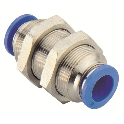 RS PRO PMM Series Bulkhead Tube-to-Tube Adaptor, Tube-to-Tube Connection Style