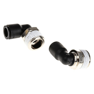 Legris LF3000 Series Elbow Threaded Adaptor, R 1/2 Male to Push In 10 mm, Threaded-to-Tube Connection Style