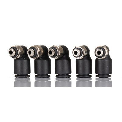 Legris LF3000 Series Elbow Threaded Adaptor, M5 Male to Push In 6 mm, Threaded-to-Tube Connection Style