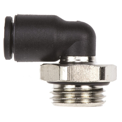 Legris LF3000 Series Elbow Threaded Adaptor, G 1/4 Male to Push In 6 mm, Threaded-to-Tube Connection Style