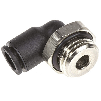 Legris LF3000 Series Elbow Threaded Adaptor, G 1/4 Male to Push In 6 mm, Threaded-to-Tube Connection Style