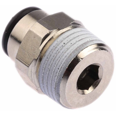 Legris LF3000 Series Straight Threaded Adaptor, R 3/8 Male to Push In 8 mm, Threaded-to-Tube Connection Style
