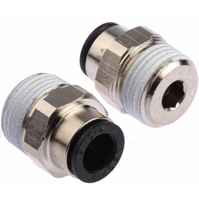 Legris LF3000 Series Straight Threaded Adaptor, R 3/8 Male to Push In 8 mm, Threaded-to-Tube Connection Style