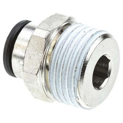 Legris LF3000 Series Straight Threaded Adaptor, R 1/2 Male to Push In 10 mm, Threaded-to-Tube Connection Style