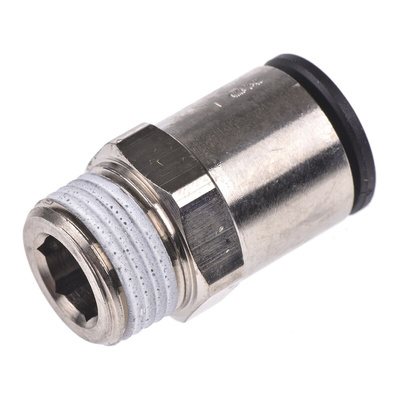 Legris LF3000 Series Straight Threaded Adaptor, R 3/8 Male to Push In 12 mm, Threaded-to-Tube Connection Style