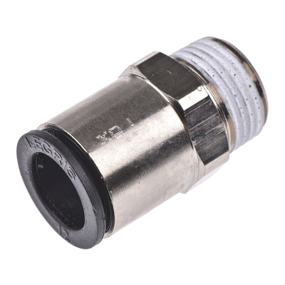 Legris LF3000 Series Straight Threaded Adaptor, R 3/8 Male to Push In 12 mm, Threaded-to-Tube Connection Style