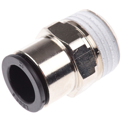 Legris LF3000 Series Straight Threaded Adaptor, R 1/2 Male to Push In 12 mm, Threaded-to-Tube Connection Style