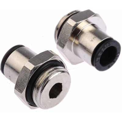 Legris LF3000 Series Straight Threaded Adaptor, G 3/8 Male to Push In 8 mm, Threaded-to-Tube Connection Style