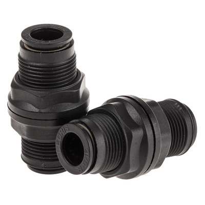 Legris LF3000 Series Bulkhead Tube-to-Tube Adaptor, Push In 8 mm to Push In 8 mm, Tube-to-Tube Connection Style