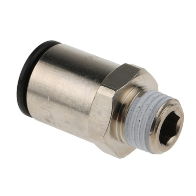 Legris LF3000 Series Straight Threaded Adaptor, R 1/4 Male to Push In 12 mm, Threaded-to-Tube Connection Style