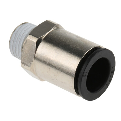Legris LF3000 Series Straight Threaded Adaptor, R 1/4 Male to Push In 12 mm, Threaded-to-Tube Connection Style