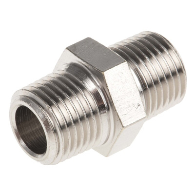 Legris LF3000 Series Straight Threaded Adaptor, R 1/8 Male to R 1/8 Male, Threaded Connection Style