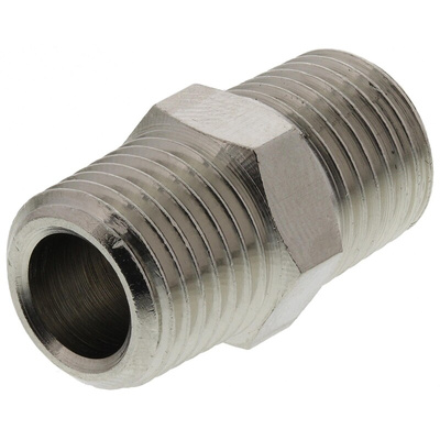 Legris LF3000 Series Straight Threaded Adaptor, R 1/4 Male to R 1/4 Male, Threaded Connection Style