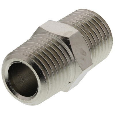 Legris LF3000 Series Straight Threaded Adaptor, R 1/4 Male to R 1/4 Male, Threaded Connection Style