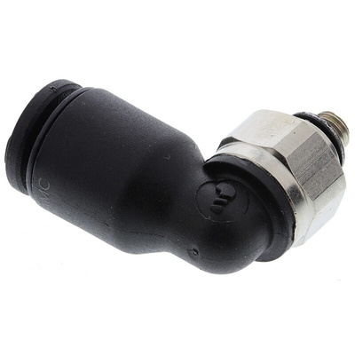 Legris LF3000 Series Elbow Threaded Adaptor, M3 Male to Push In 4 mm, Threaded-to-Tube Connection Style