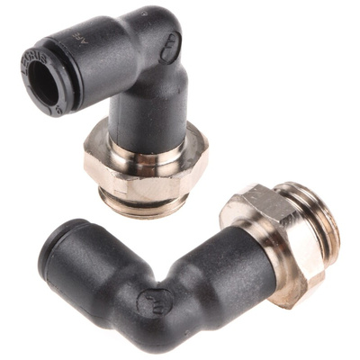 Legris LF3000 Series Elbow Threaded Adaptor, G 1/4 Male to Push In 6 mm, Threaded-to-Tube Connection Style