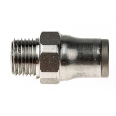 Legris LF3800 Series Straight Threaded Adaptor, NPT 1/8 Male to Push In 6 mm, Threaded-to-Tube Connection Style