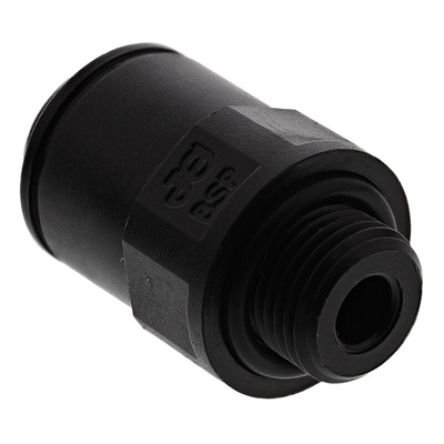 John Guest PM Series Straight Threaded Adaptor, G 1/8 Male to Push In 6 mm, Threaded-to-Tube Connection Style