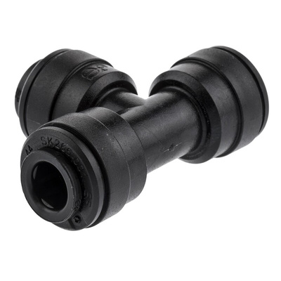 John Guest PM Series Tee Tube-to-Tube Adaptor Push In 6 mm, Push In 6 mm to Push In 6 mm, Tube-to-Tube Connection Style