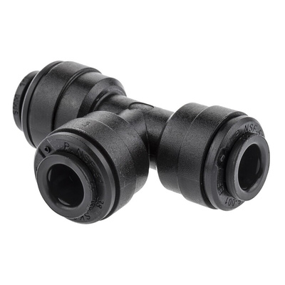 John Guest PM Series Tee Tube-to-Tube Adaptor Push In 6 mm, Push In 6 mm to Push In 6 mm, Tube-to-Tube Connection Style