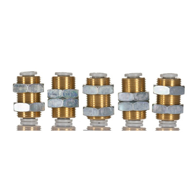 SMC KQ2 Series Bulkhead Tube-to-Tube Adaptor, Push In 6 mm to Push In 6 mm, Tube-to-Tube Connection Style