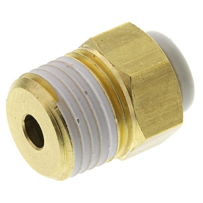 SMC KQ2 Series Straight Threaded Adaptor, R 1/8 Male to Push In 4 mm, Threaded-to-Tube Connection Style