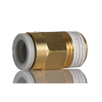 SMC KQ2 Series Straight Threaded Adaptor, R 1/8 Male to Push In 6 mm, Threaded-to-Tube Connection Style