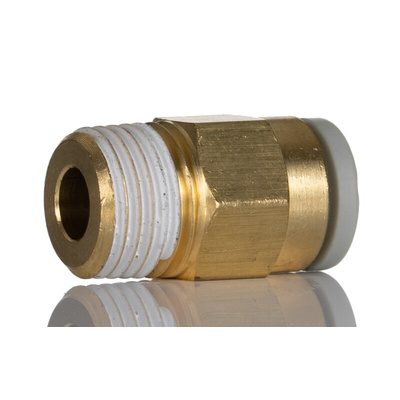 SMC KQ2 Series Straight Threaded Adaptor, R 1/8 Male to Push In 6 mm, Threaded-to-Tube Connection Style