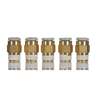 SMC KQ2 Series Straight Threaded Adaptor, R 1/8 Male to Push In 6 mm, Threaded-to-Tube Connection Style