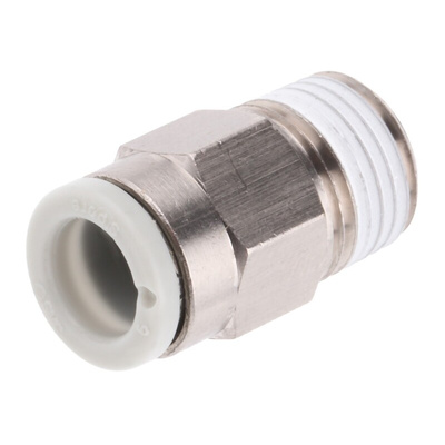 SMC KQ2 Series Straight Threaded Adaptor, R 1/8 Male to Push In 6 mm, Threaded-to-Tube Connection Style