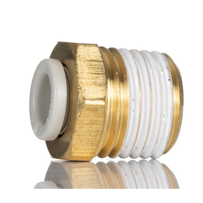 SMC KQ2 Series Straight Threaded Adaptor, R 1/4 Male to Push In 6 mm, Threaded-to-Tube Connection Style