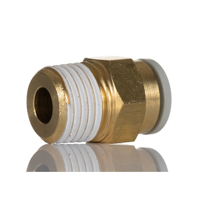 SMC KQ2 Series Straight Threaded Adaptor, R 1/4 Male to Push In 8 mm, Threaded-to-Tube Connection Style