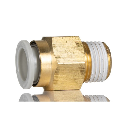 SMC KQ2 Series Straight Threaded Adaptor, R 1/4 Male to Push In 10 mm, Threaded-to-Tube Connection Style