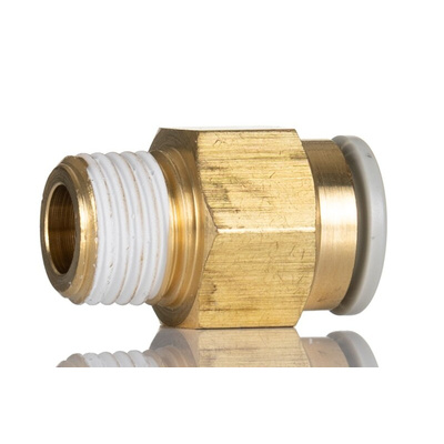 SMC KQ2 Series Straight Threaded Adaptor, R 1/4 Male to Push In 10 mm, Threaded-to-Tube Connection Style